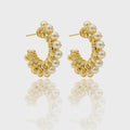 18K Gold Filled Chunky Pearl Wrapped , Everyday Jewelry, Waterproof Tarnish Resistant Hoop Earrings