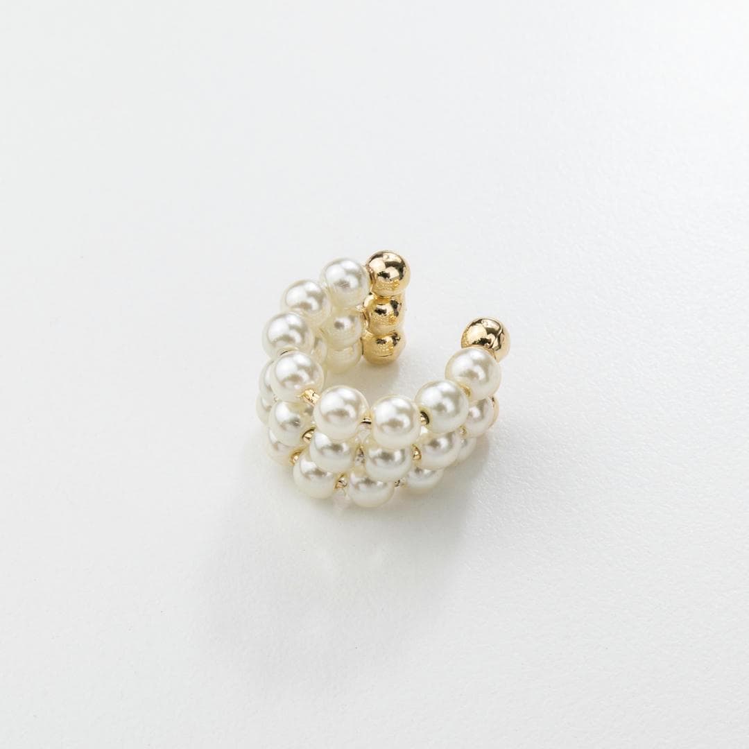 18K Gold Filled Thick Pearl Ear Cuff, Everyday Jewelry, Waterproof Tarnish Resistant Hoop Earrings