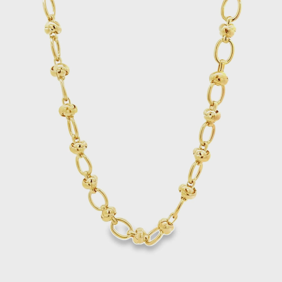 18K Gold Filled Chunky Oval Knotted Necklace, Waterproof Tarnish Resistant Everyday Jewelry 8MM 16" Inches