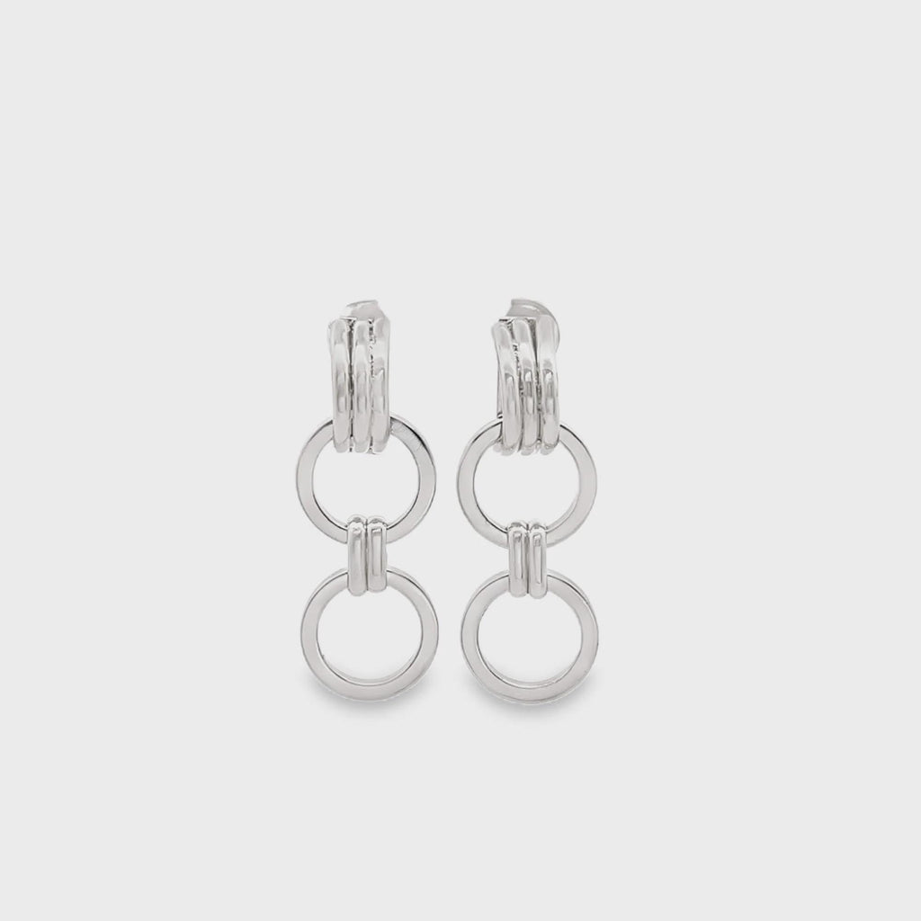 18K Gold Filled Rhodium 15MM Chunky Designed Circle Link Earrings, Waterproof Tarnish Resistant
