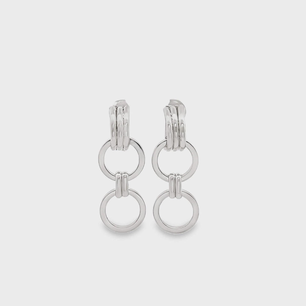 18K Gold Filled Rhodium 15MM Chunky Designed Circle Link Earrings, Waterproof Tarnish Resistant