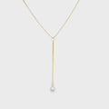 18K Gold Filled CZ Dangle Lariat Chain Necklace, Waterproof Tarnish Resistant Everyday Jewelry 15" Inches