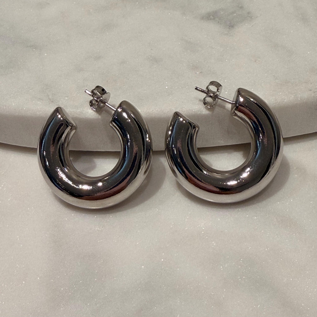 18K Gold Filled Chunky 7.6MM, Everyday Jewelry, Waterproof Tarnish Resistant Hoop Earrings