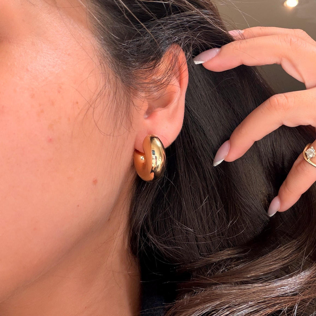 18K Gold Filled Chunky 9.6MM, Everyday Jewelry, Waterproof Tarnish Resistant Hoop Earrings
