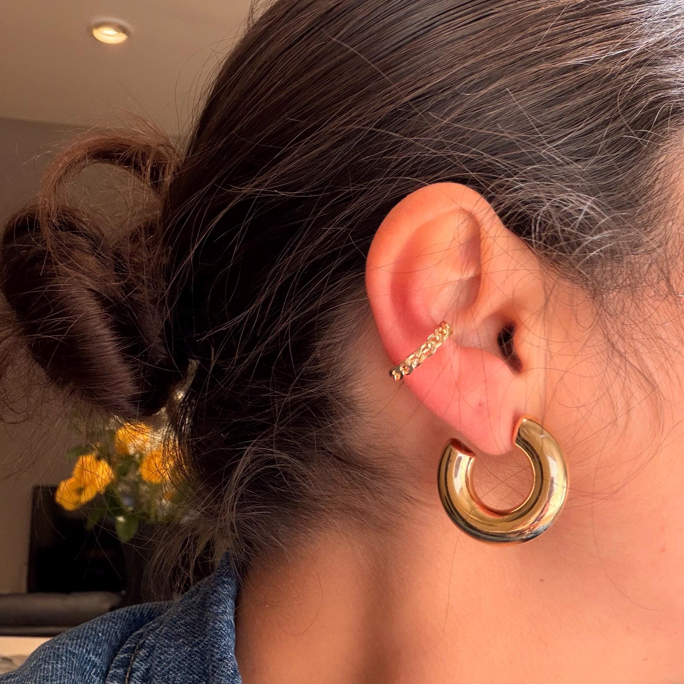 18K Gold Filled Twisted Style Ear Cuff, Everyday Jewelry, Waterproof Tarnish Resistant Hoop Earrings