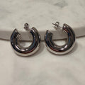 18K Gold Filled Chunky 7.6MM Rhodium , Everyday Jewelry, Waterproof Tarnish Resistant Hoop Earrings