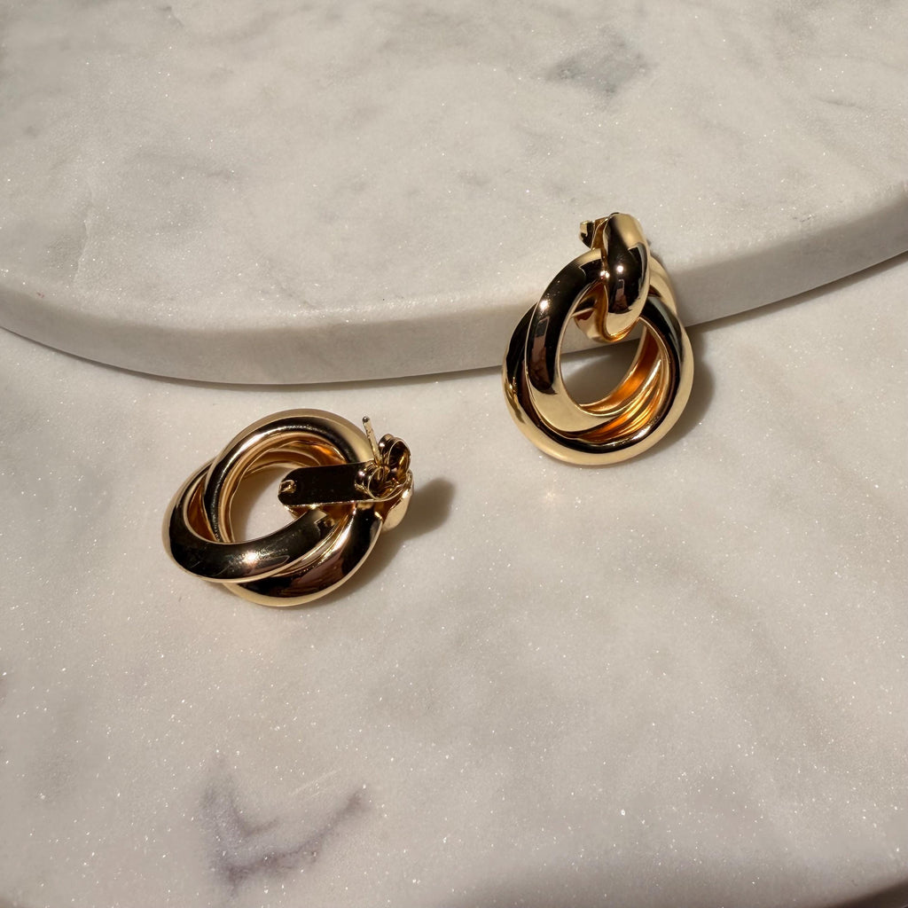 18K Gold Filled Chunky , Everyday Jewelry, Fancy Big Waterproof Tarnish Resistant Stud Earrings Large