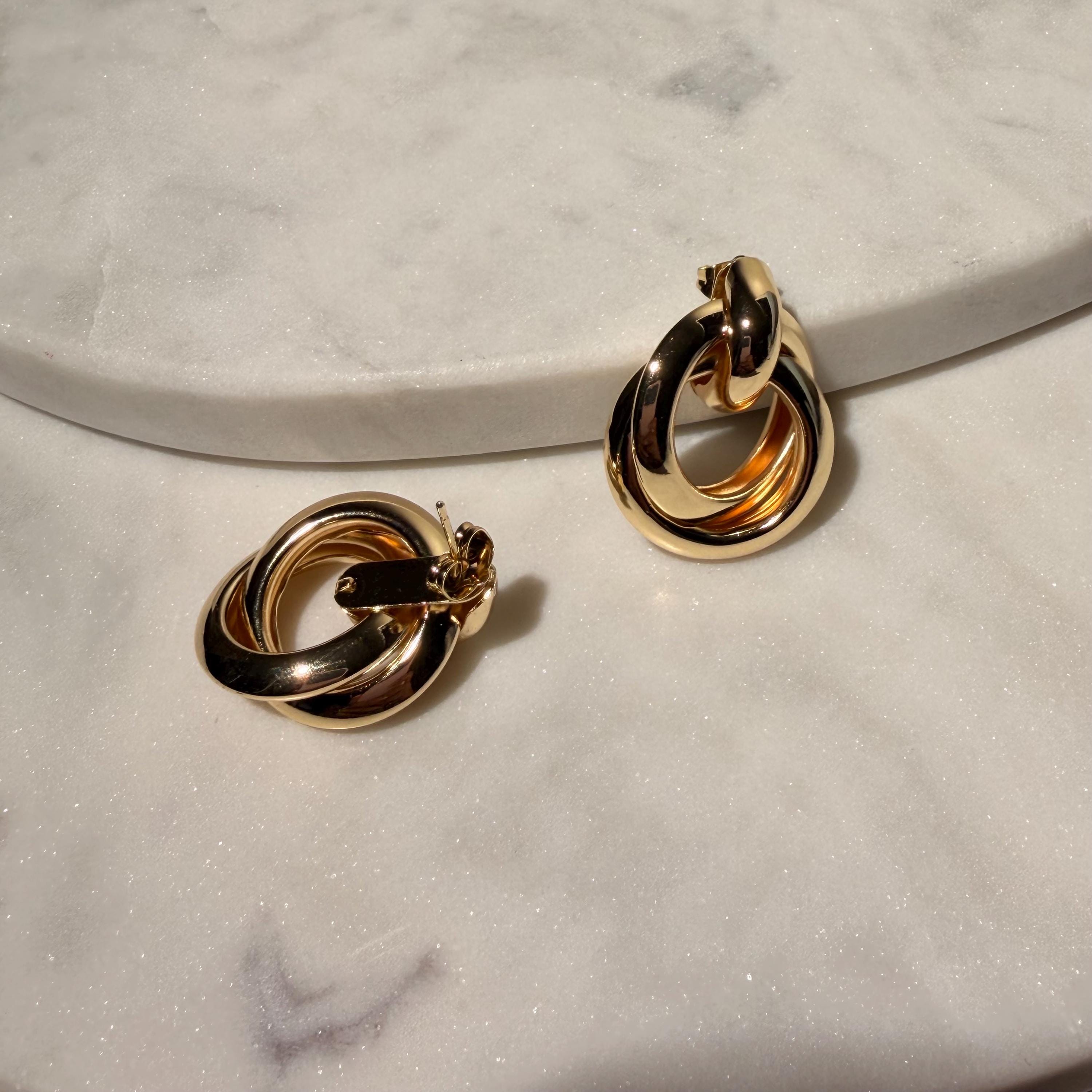 18K Gold Filled Chunky , Everyday Jewelry, Fancy Big Waterproof Tarnish Resistant Stud Earrings Large