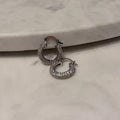 18K Gold Filled Rhodium CZ Sparkly Everyday Jewelry, Waterproof Tarnish Resistant Hoop Earrings