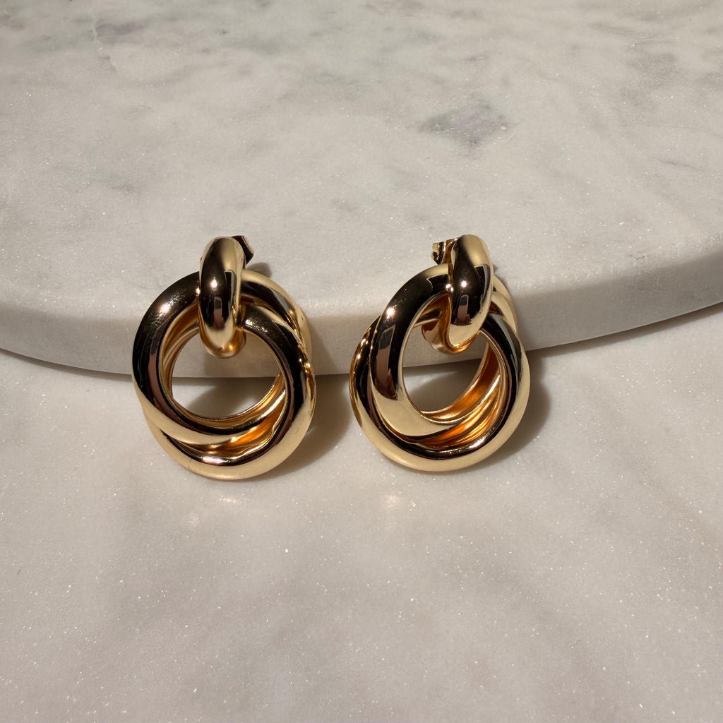 18K Gold Filled Chunky , Everyday Jewelry, Fancy Big Waterproof Tarnish Resistant Stud Earrings Large