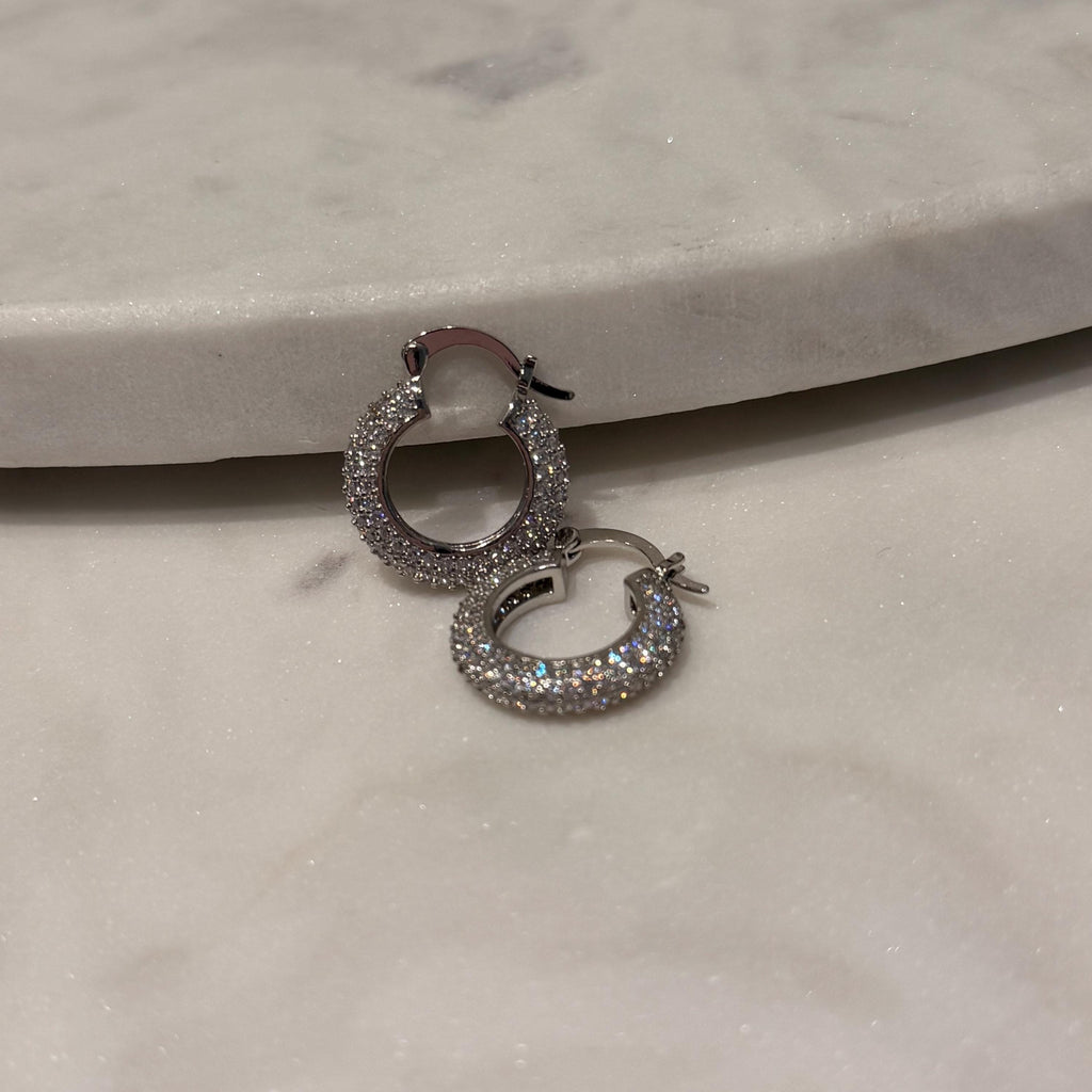 18K Gold Filled CZ Sparkly Everyday Jewelry, Waterproof Tarnish Resistant Hoop Earrings