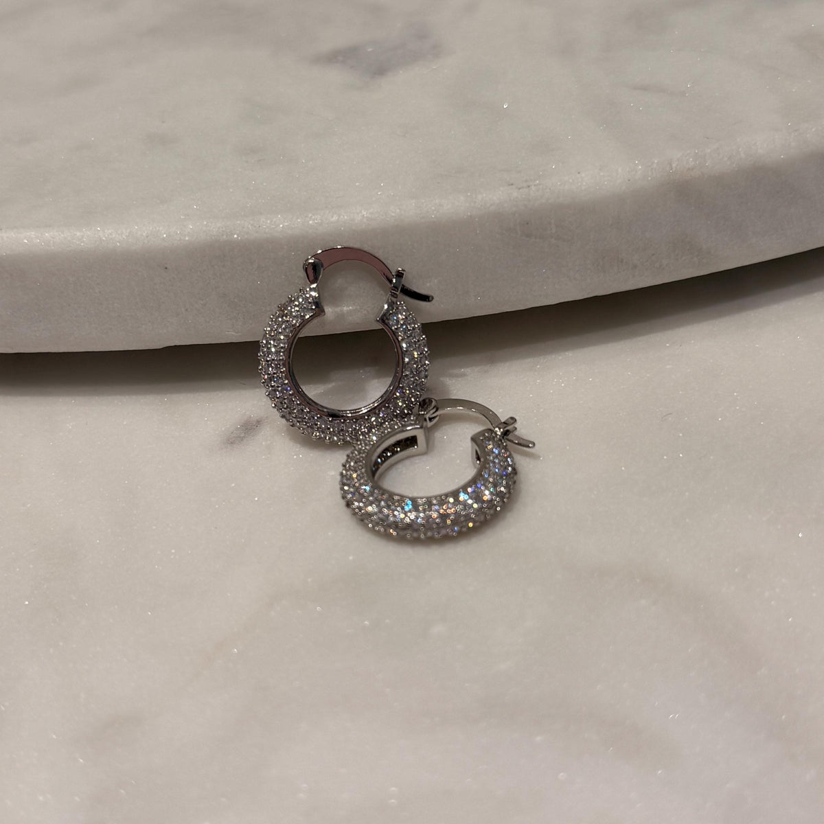 18K Gold Filled CZ Sparkly Everyday Jewelry, Waterproof Tarnish Resistant Hoop Earrings