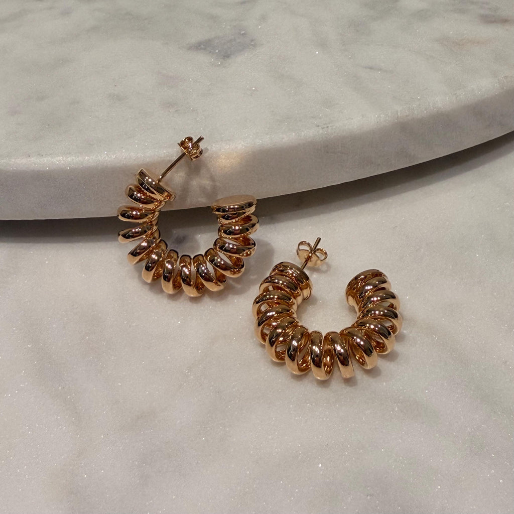 18K Gold Filled Chunky Swirl Everyday Jewelry, Waterproof Tarnish Resistant Hoop Earrings