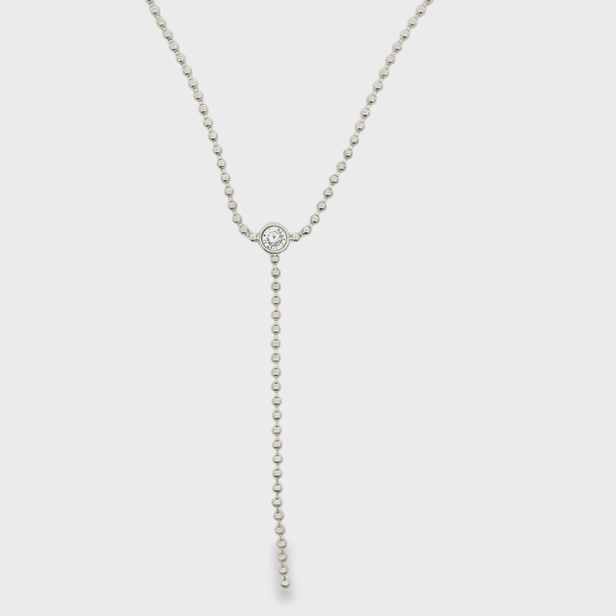 18K Gold Filled CZ Dangle Lariat Chain Necklace, Waterproof Tarnish Resistant Everyday Jewelry 16" Inches