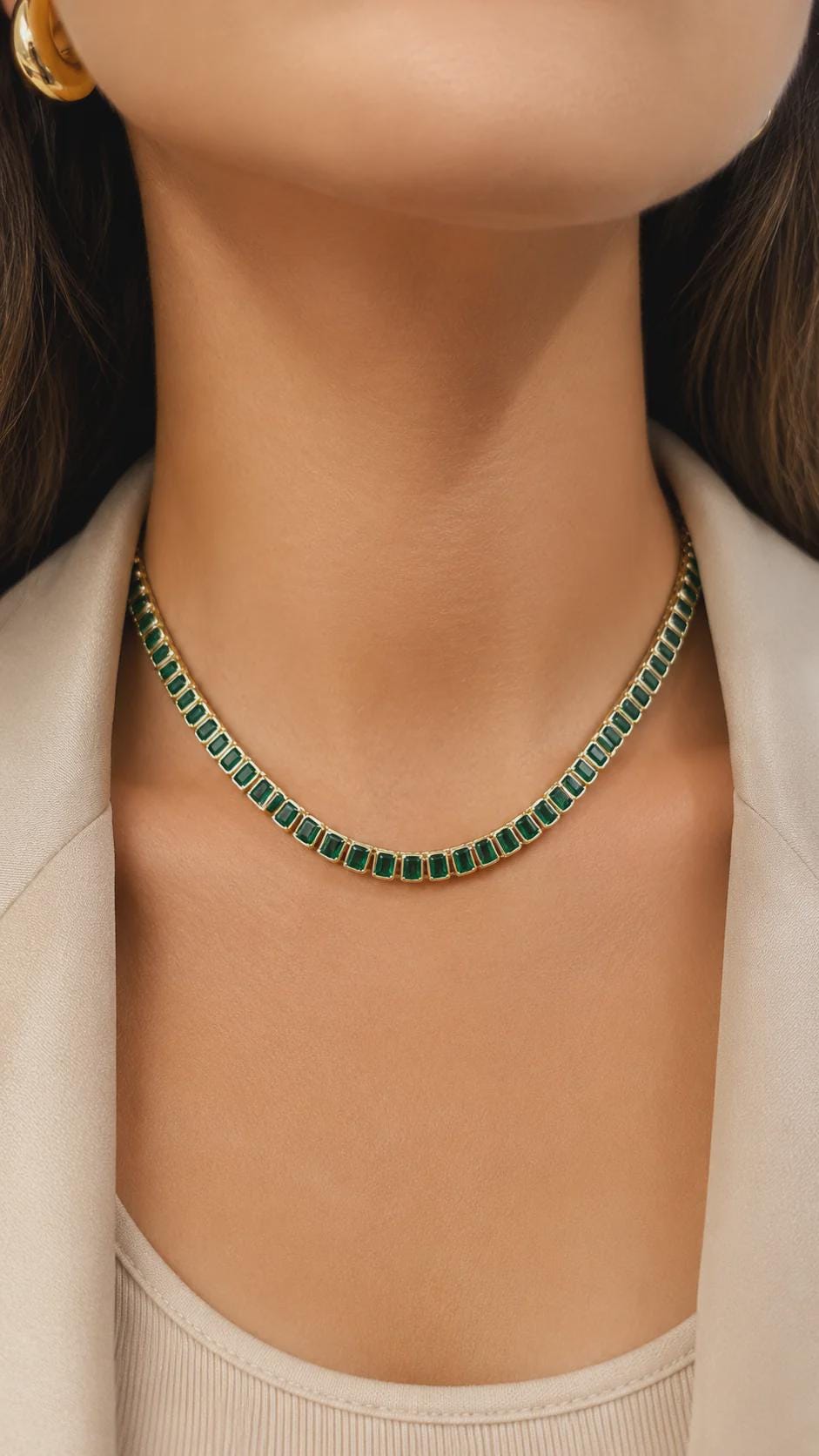 18K Gold Filled 6mm Colorful CZ Baguette Necklace, Multiple Stone Colors  Minimalist Everyday Jewelry 16"