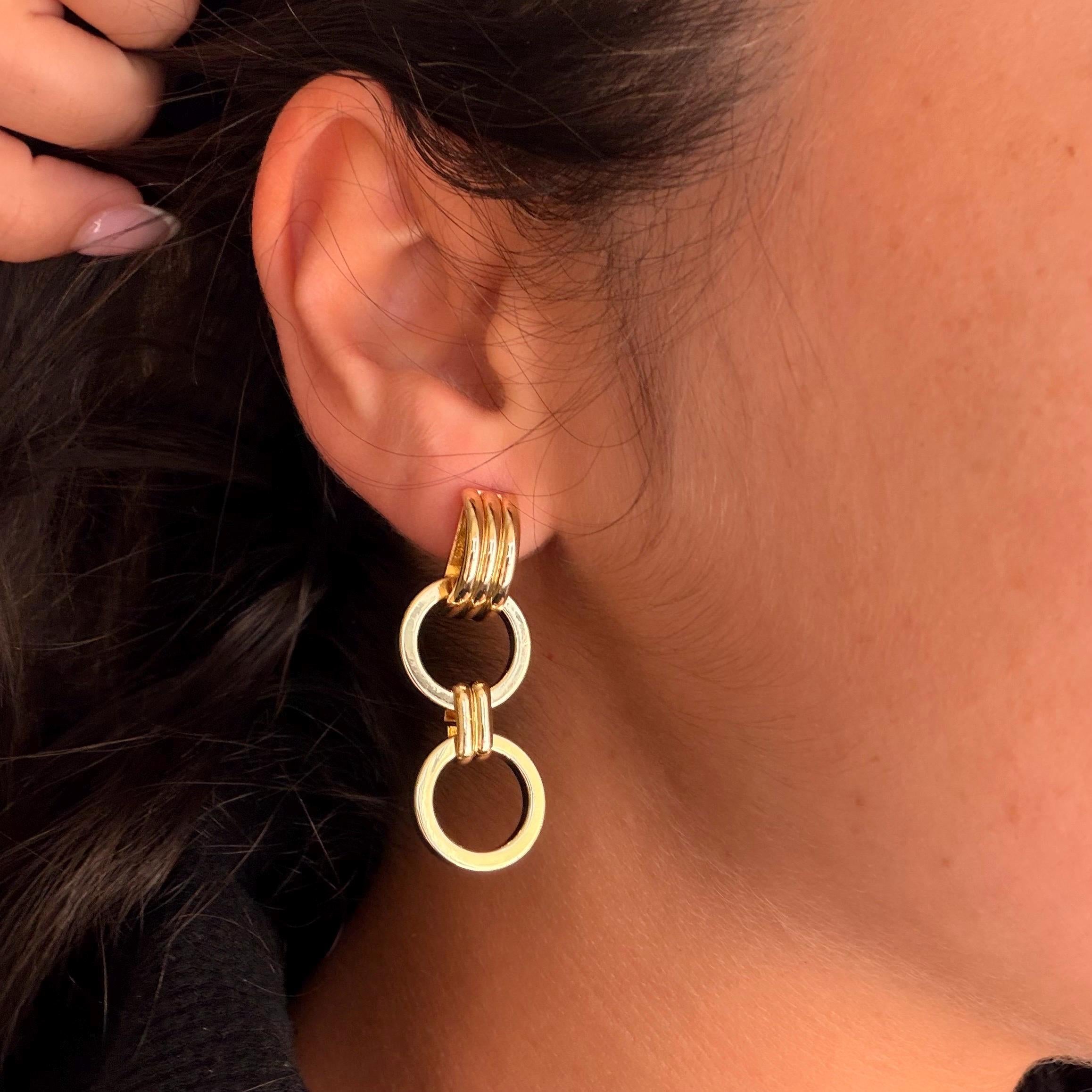 18K Gold Filled 15MM Chunky Designed Circle Link Earrings, Waterproof Tarnish Resistant
