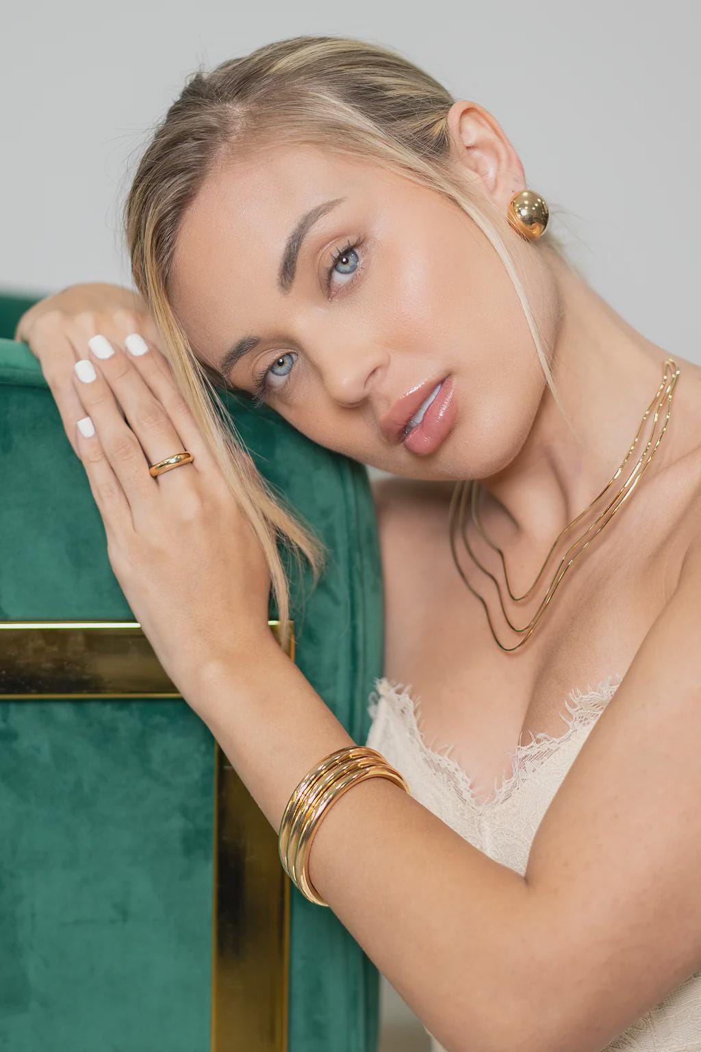 18K Gold Filled Triple Layer Wavy Choker Necklace, Waterproof Tarnish Resistant Everyday Jewelry