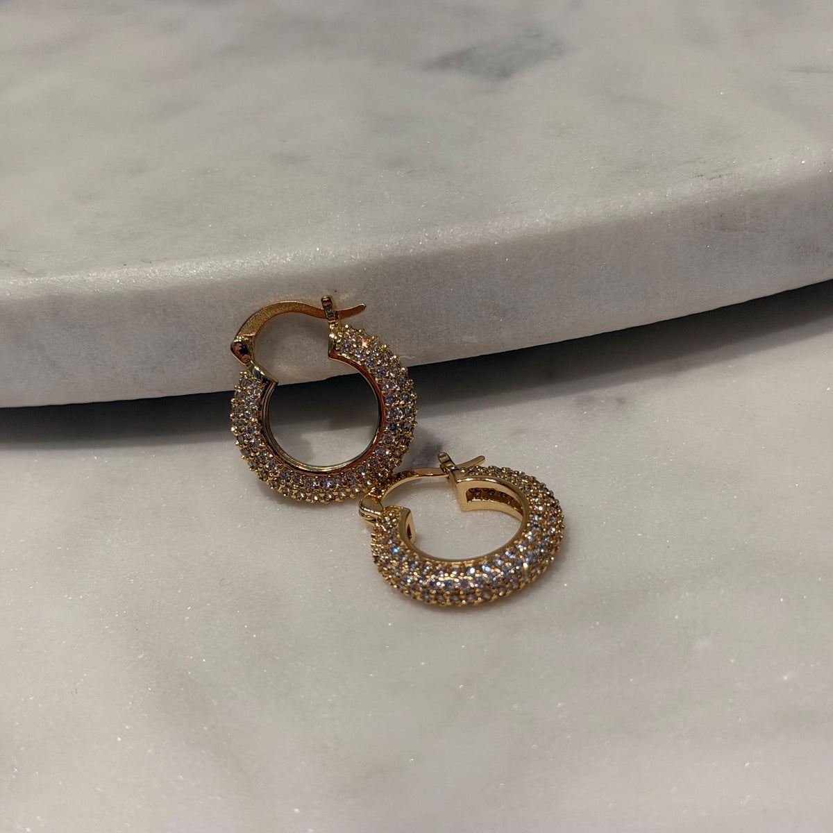 18K Gold Filled CZ Sparkly Everyday Jewelry, Waterproof Tarnish Resistant Hoop Earrings