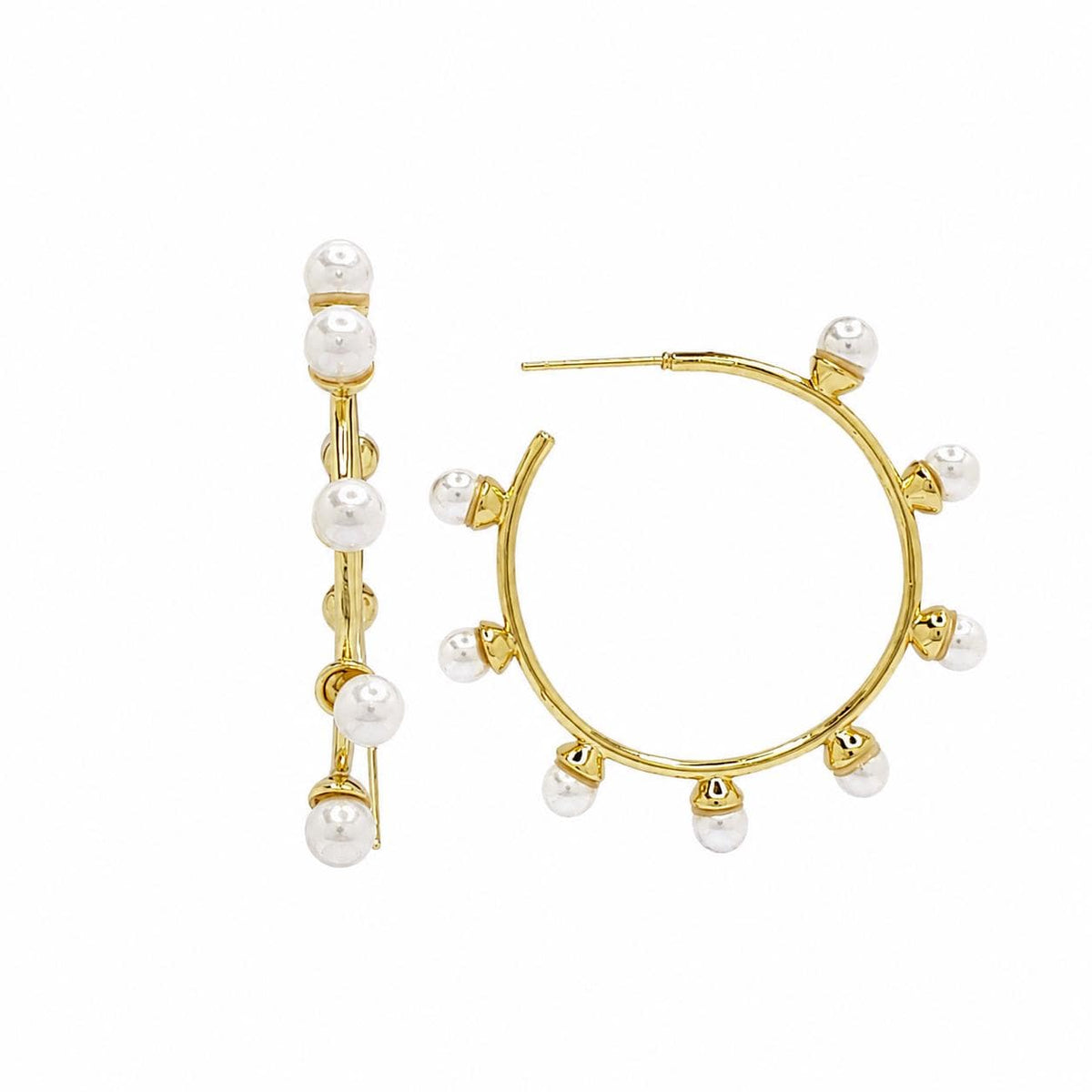 18K Gold Filled Pearl , Everyday Jewelry, Waterproof Tarnish Resistant Hoop Earrings