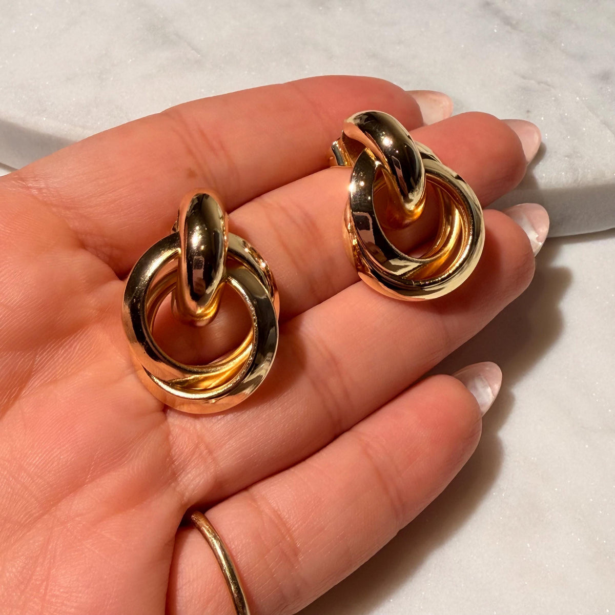18K Gold Filled Chunky , Everyday Jewelry, Fancy Big Waterproof Tarnish Resistant Stud Earrings Small