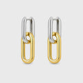18K Gold Filled Chunky , Everyday Jewelry, Two-Tone Paperclip Link Earrings Waterproof Tarnish Resistant