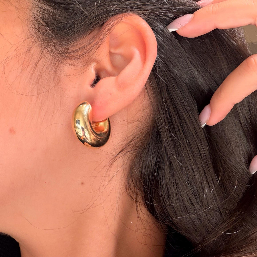 18K Gold Filled Chunky 9.6MM, Everyday Jewelry, Waterproof Tarnish Resistant Hoop Earrings