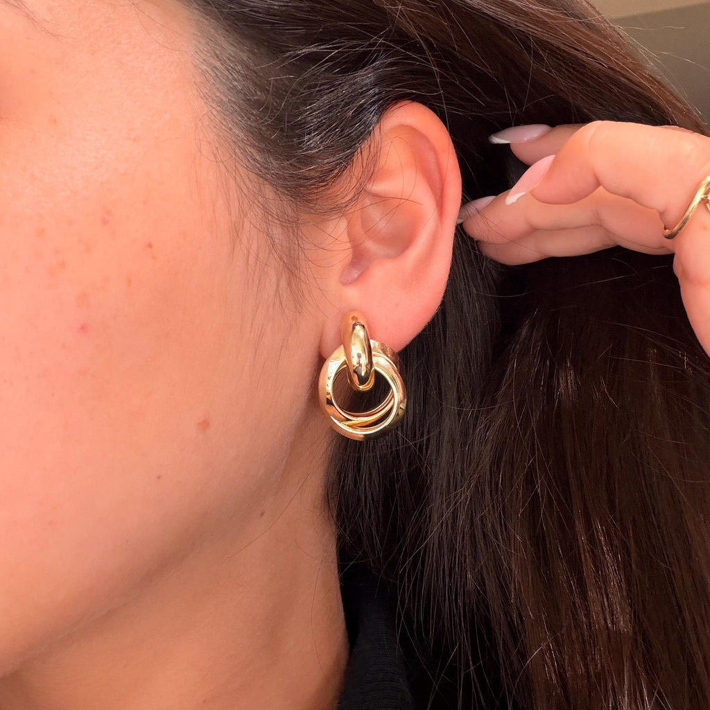 18K Gold Filled Chunky , Everyday Jewelry, Fancy Big Waterproof Tarnish Resistant Stud Earrings Small