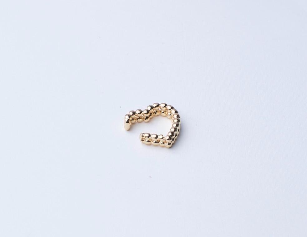 18K Gold Filled Heart Beaded Ear Cuff, Everyday Jewelry, Waterproof Tarnish Resistant Hoop Earrings