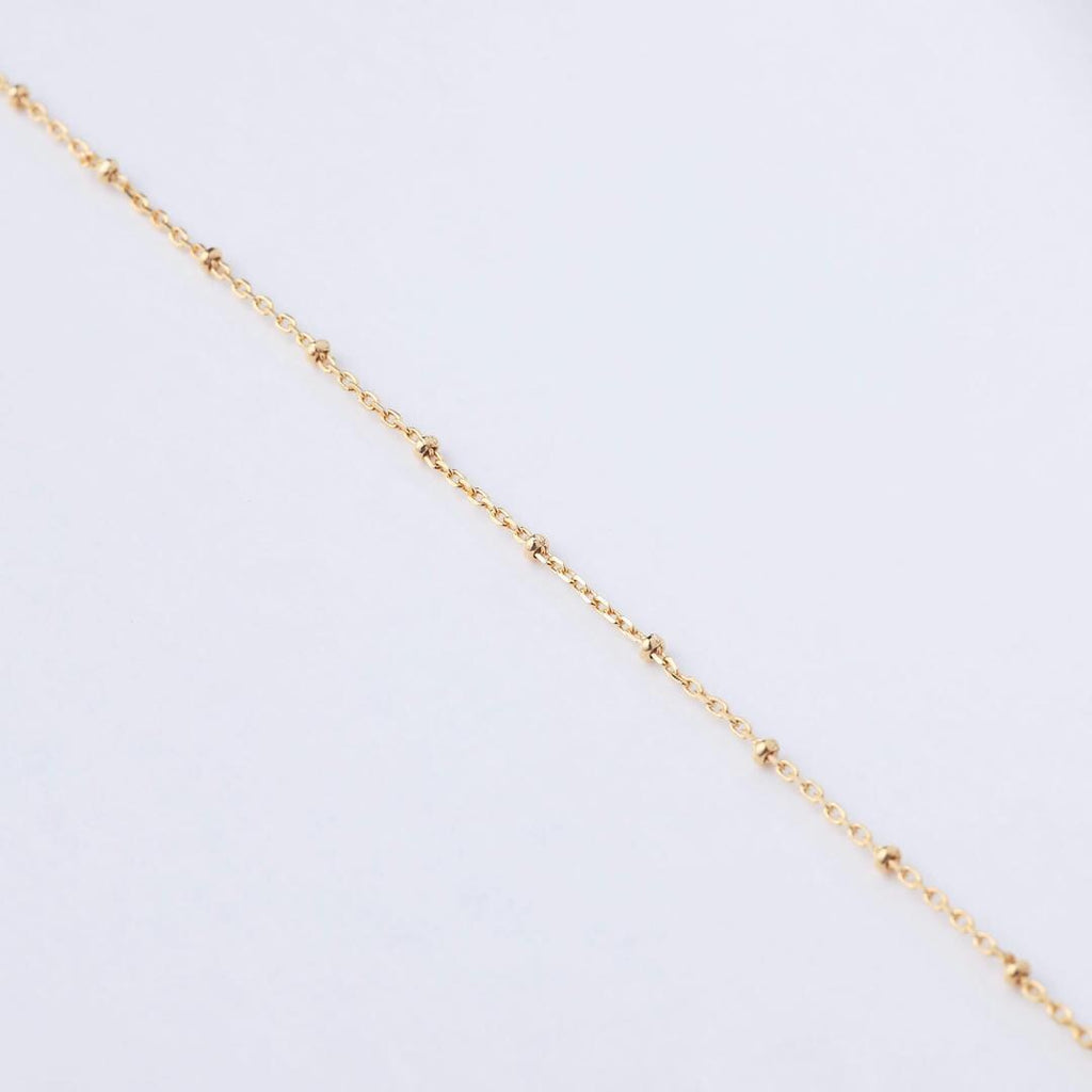 18K Gold Filled Ball Station Chain Necklace, Waterproof Tarnish Resistant Everyday Jewelry 16”
