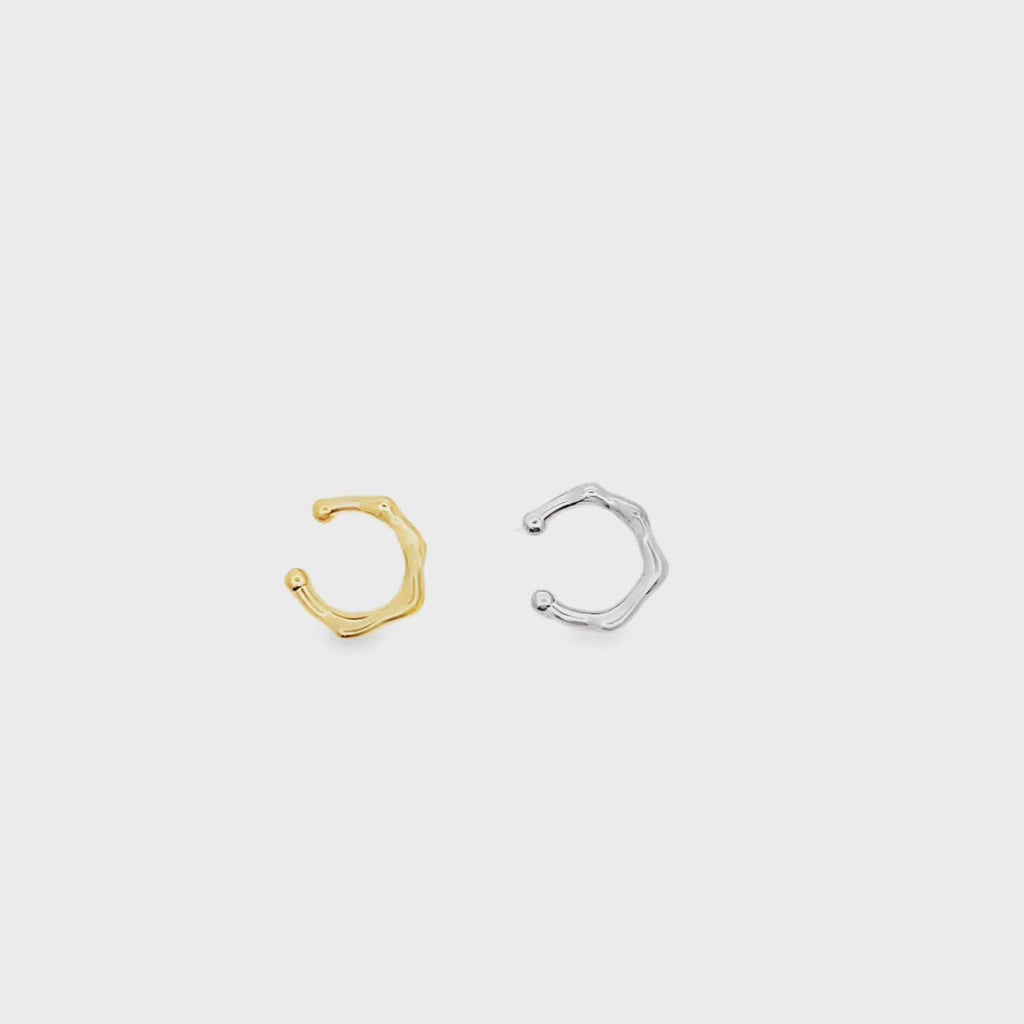 18K Gold Filled Abstract Designed Wavy Ear Cuff, Everyday Jewelry, Waterproof Tarnish Resistant Hoop Earrings