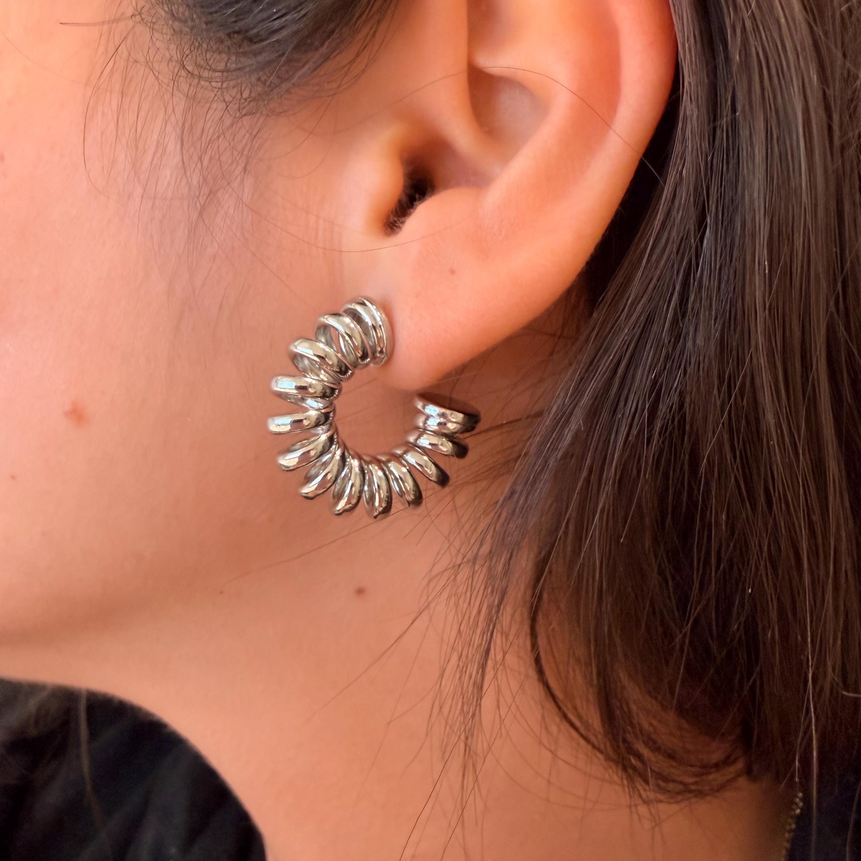 18K Gold Filled Chunky Swirl Everyday Jewelry, Waterproof Tarnish Resistant Hoop Earrings
