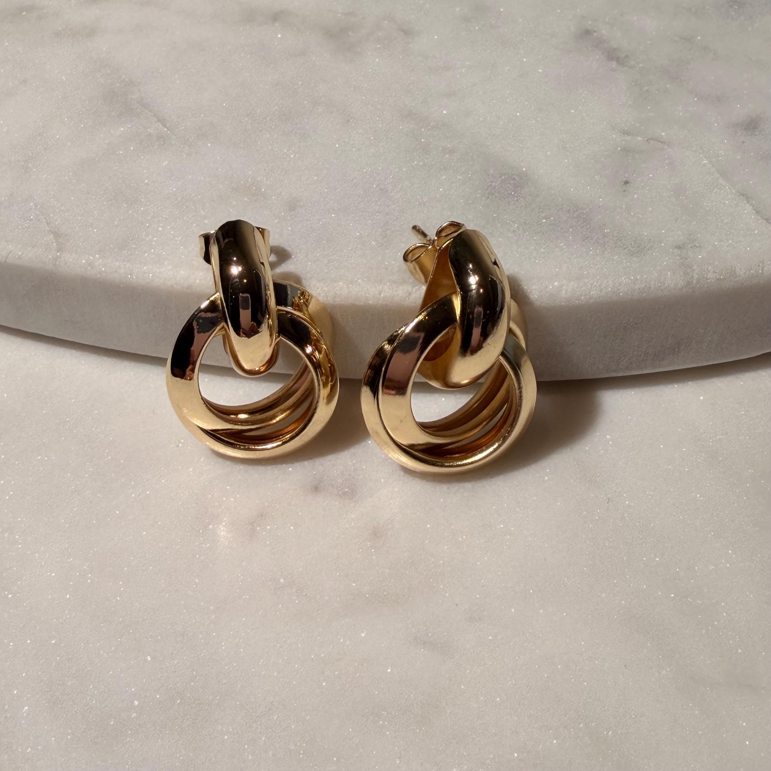 18K Gold Filled Chunky , Everyday Jewelry, Fancy Big Waterproof Tarnish Resistant Stud Earrings Small