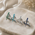 18K Gold Filled Colorful CZ Spike Earrings Huggies , Waterproof Tarnish Resistant
