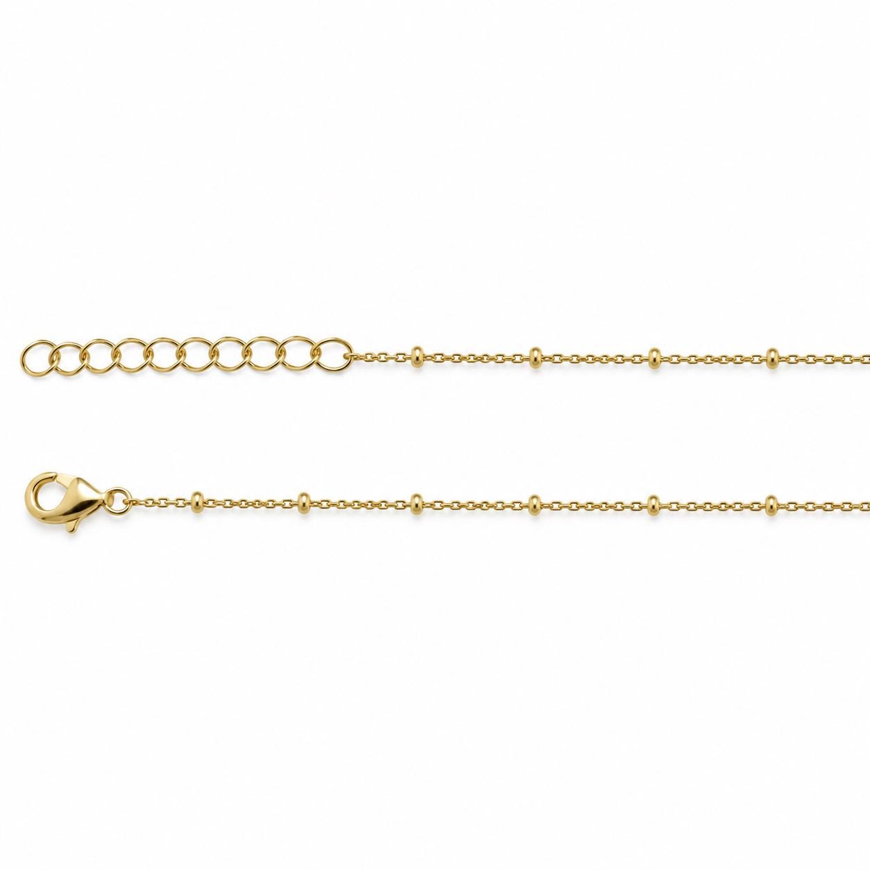 18K Gold Filled Ball Station Chain Necklace, Waterproof Tarnish Resistant Everyday Jewelry 16”