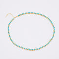 Bezeled Tennis Gold Chain Necklace with Turqouise, 18K Brazilian Gold Filled Yellow 16-18"