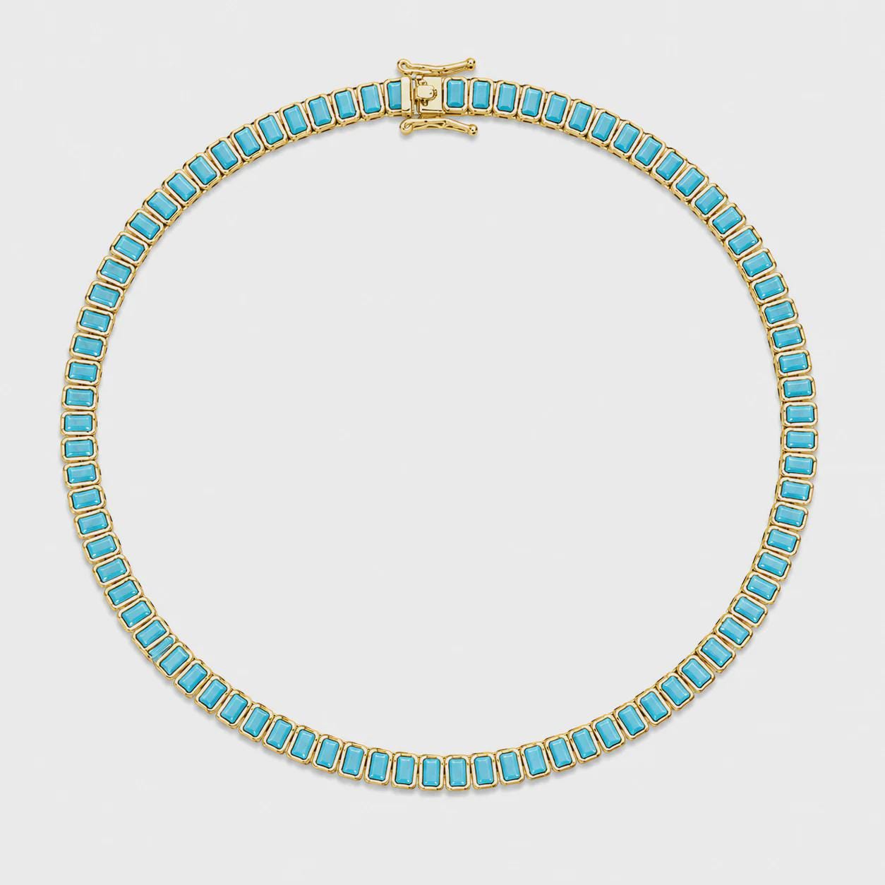 18K Gold Filled 6mm Colorful CZ Baguette Necklace, Multiple Stone Colors  Minimalist Everyday Jewelry 16"