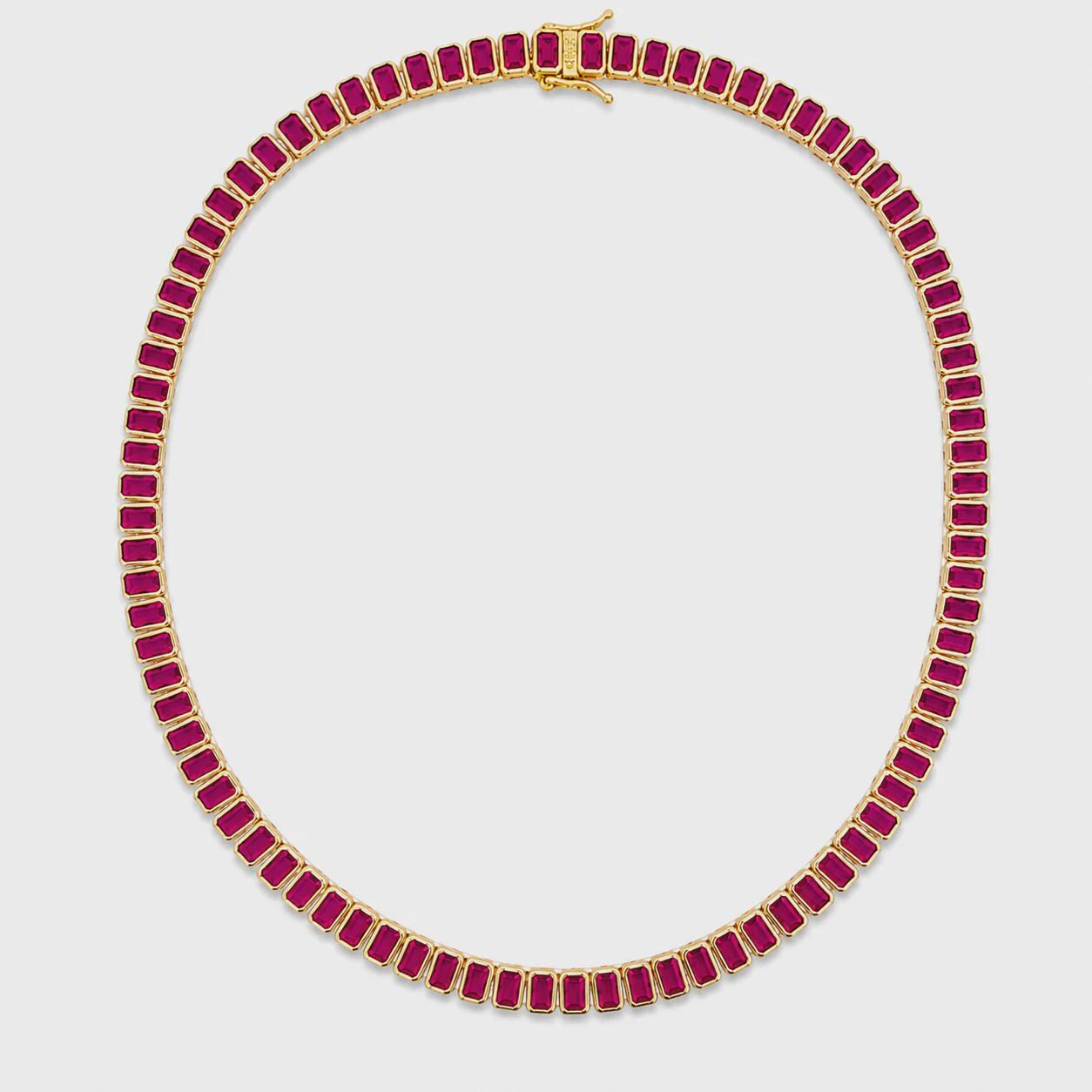 18K Gold Filled 6mm Colorful CZ Baguette Necklace, Multiple Stone Colors  Minimalist Everyday Jewelry 16"
