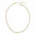 Gold Beaded Necklace with Classic Pearls , 18K Brazilian Gold Filled Yellow 16-18"