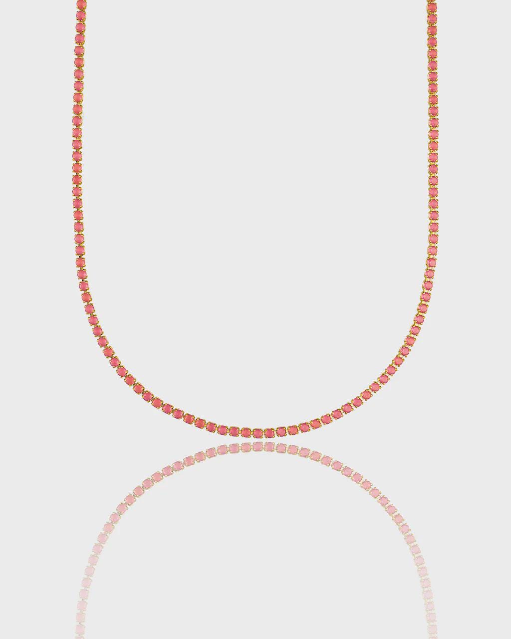 Pink Cubic Zirconia Tennis Necklace, 18K Gold Filled, Minimalist Everyday Jewelry