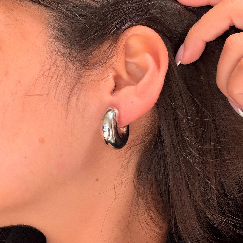 18K Gold Filled Chunky 9.6MM, Rhodium Everyday Jewelry, Waterproof Tarnish Resistant Hoop Earrings