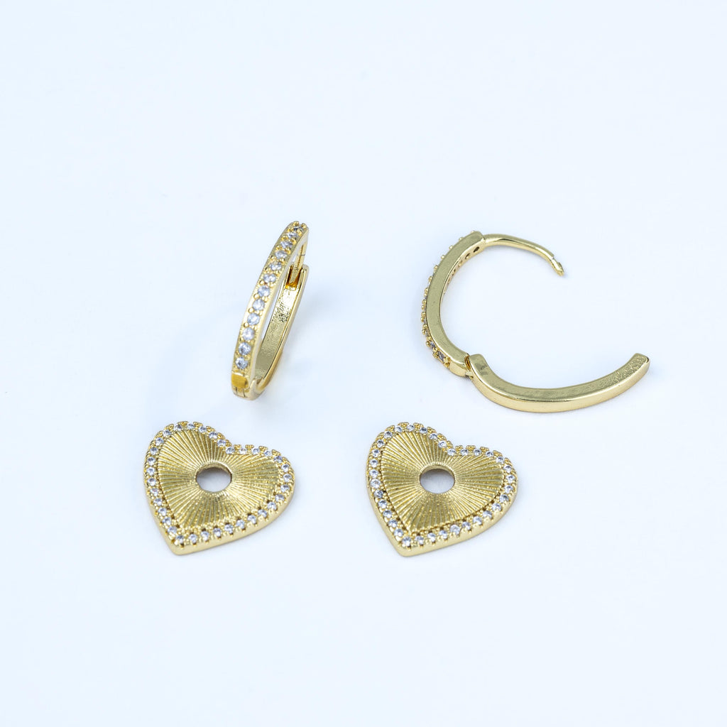 Heart Huggie Earrings with Zirconia ,18K Gold Filled Everyday Jewelry, Waterproof Tarnish Resistant Hoop Earrings