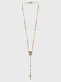18K Gold Filled Rosary Necklace, Catholic Miraculous Medal Crucifix, Waterproof Tarnish Resistant 18"
