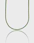 Green Emerald Tennis Necklace, 18K Gold Filled CZ Chain, Minimalist Everyday Jewelry 14+2”