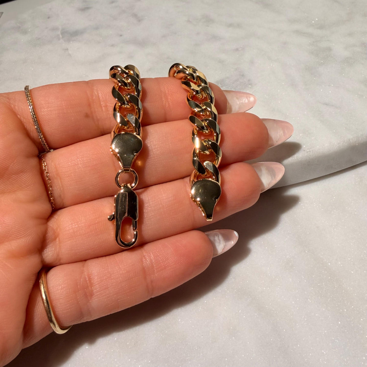 18K Gold Filled Chunky , Everyday Jewelry, Waterproof Tarnish Resistant Curb Link 8.5MM Bracelet 7”