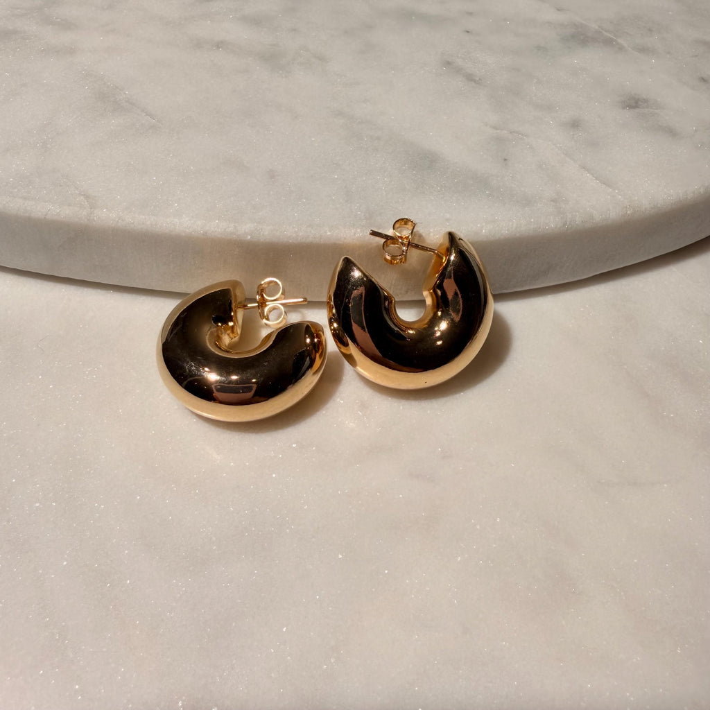 18K Gold Filled Chunky 9.6MM, Everyday Jewelry, Waterproof Tarnish Resistant Hoop Earrings