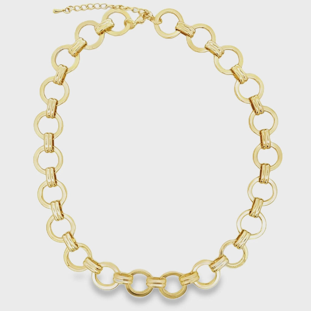 18K Gold Filled 15MM Circle Link Necklace, Waterproof Tarnish Resistant Chunky Chain  16 1/2' Inch"